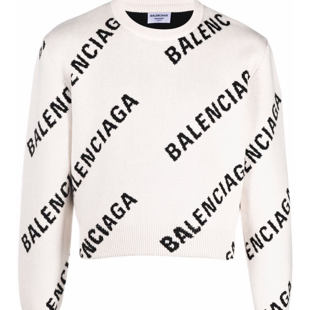 Brand New Balenciaga logo-motif cropped jumper. Size XSmall.